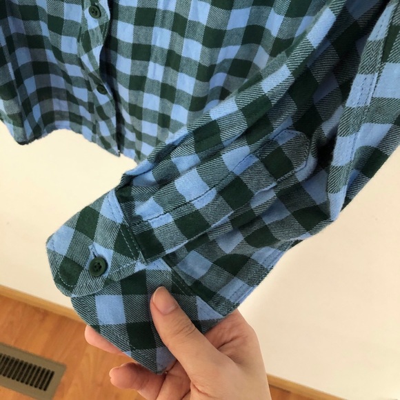 NWOT Uniqlo Blue Green Flannel Size L - Picture 6 of 6